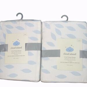 Set of Two
Cloud Island Crib Fitted Sheet
Light Blue Fish Pattern
New with Tag
